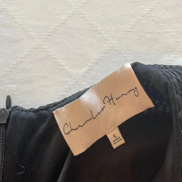Womens Charles Henry Mesh‎ Net Dress Small Fit Flare V-Neck Sleeveless Black EUC - Picture 5 of 6